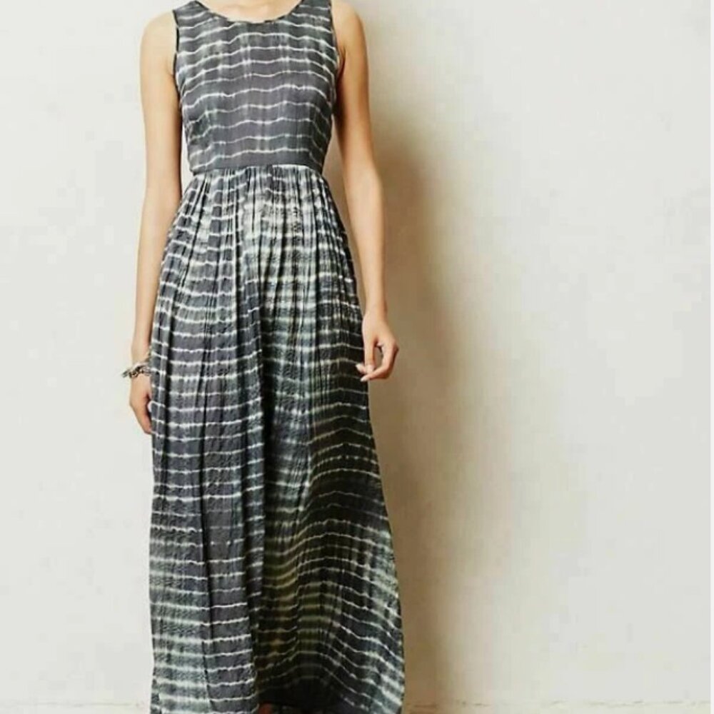 Anthropologie Shibori Maxi Dress Tie Dye Back Cutout NEUW Size L Fits M 8 10